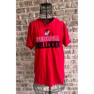 Vintage Champion Georgia Bulldogs T Shirt Large Red Short Sleeves Embroi…